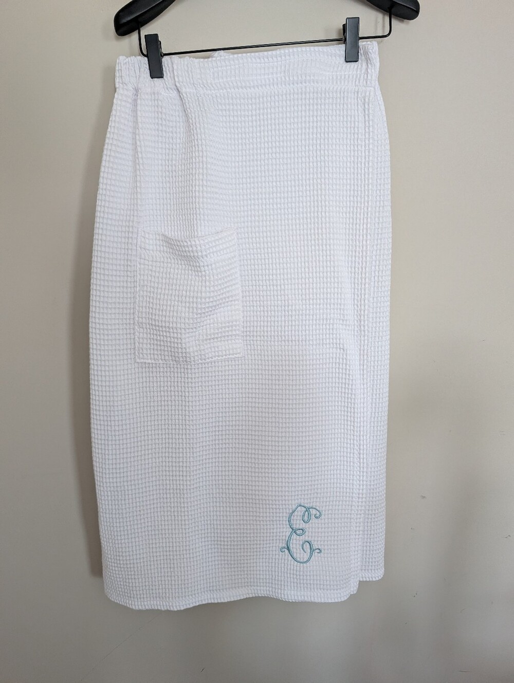 Alan Pendleton's Robes Women White Waffle Wrap Robe One Size Monogram E Pocket